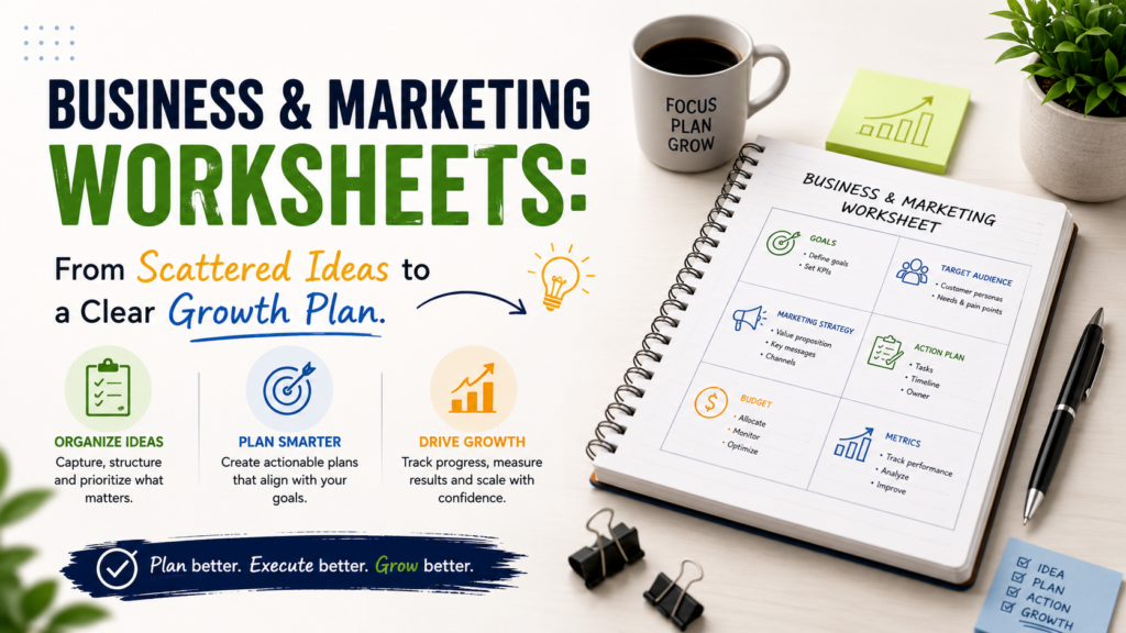 Business & Marketing Worksheets From Scattered Ideas